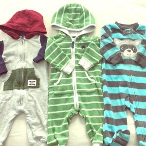 3 adorable baby boy Carter one piece outfits!